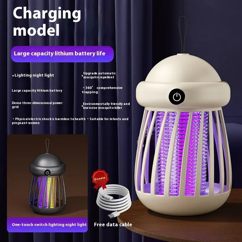 Rechargeable mosquito killer lamp with purple light, one-touch switch, free USB cable, lithium battery