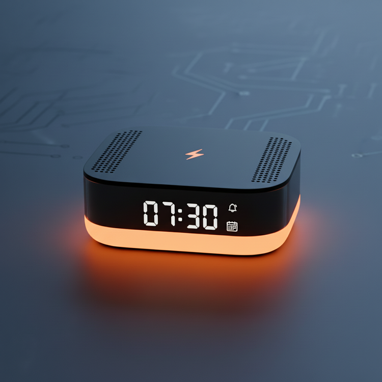 All-in-one smart clock with wireless charging, sunrise light, and Bluetooth speaker concept – SmartGizmoShop