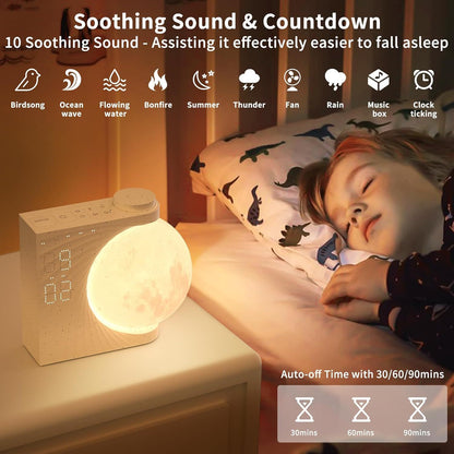 Colorful Atmosphere Moon Light Clock Wake Up Light Breathing Light Three Level Dimming Clock Dual Alarm Clock Timing White Noise by smartgizmoshop