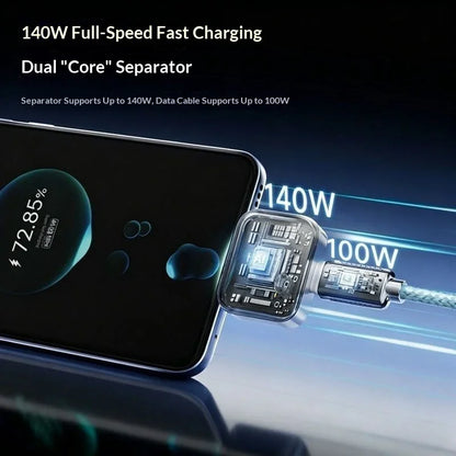 smartgizmoshop 140W AI overcharge detection charging protector connected to a smartphone