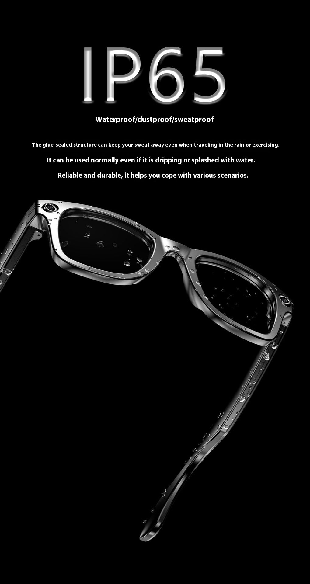 AI Smart Camera Glasses with 720p Video & Bluetooth Audio