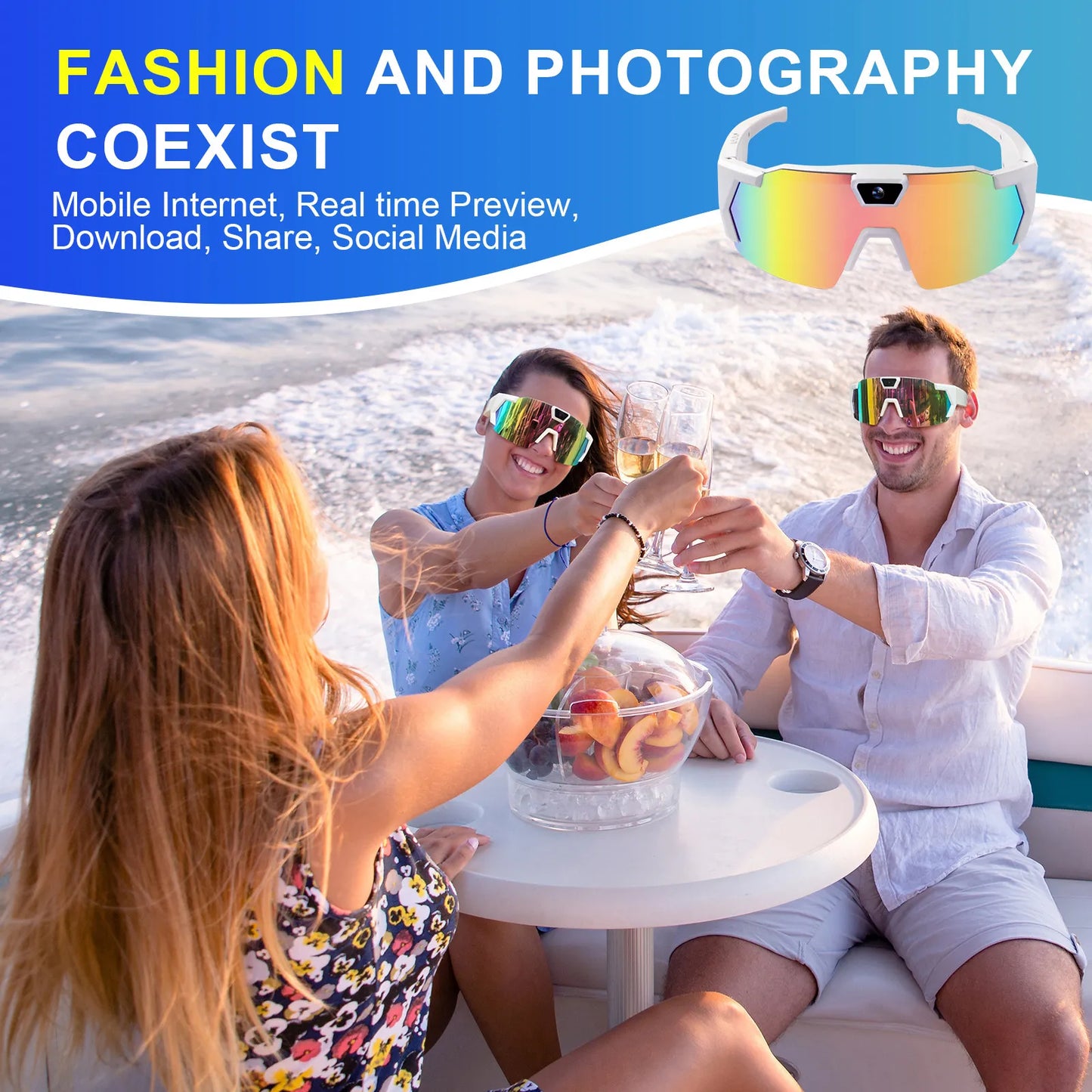 Smart Camera Sport Sunglasses with HD 1080P Video & Wi-Fi