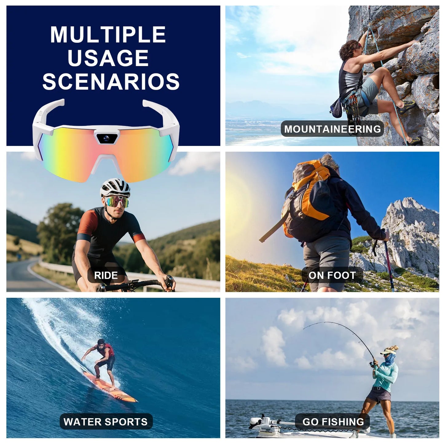 Smart Camera Sport Sunglasses with HD 1080P Video & Wi-Fi