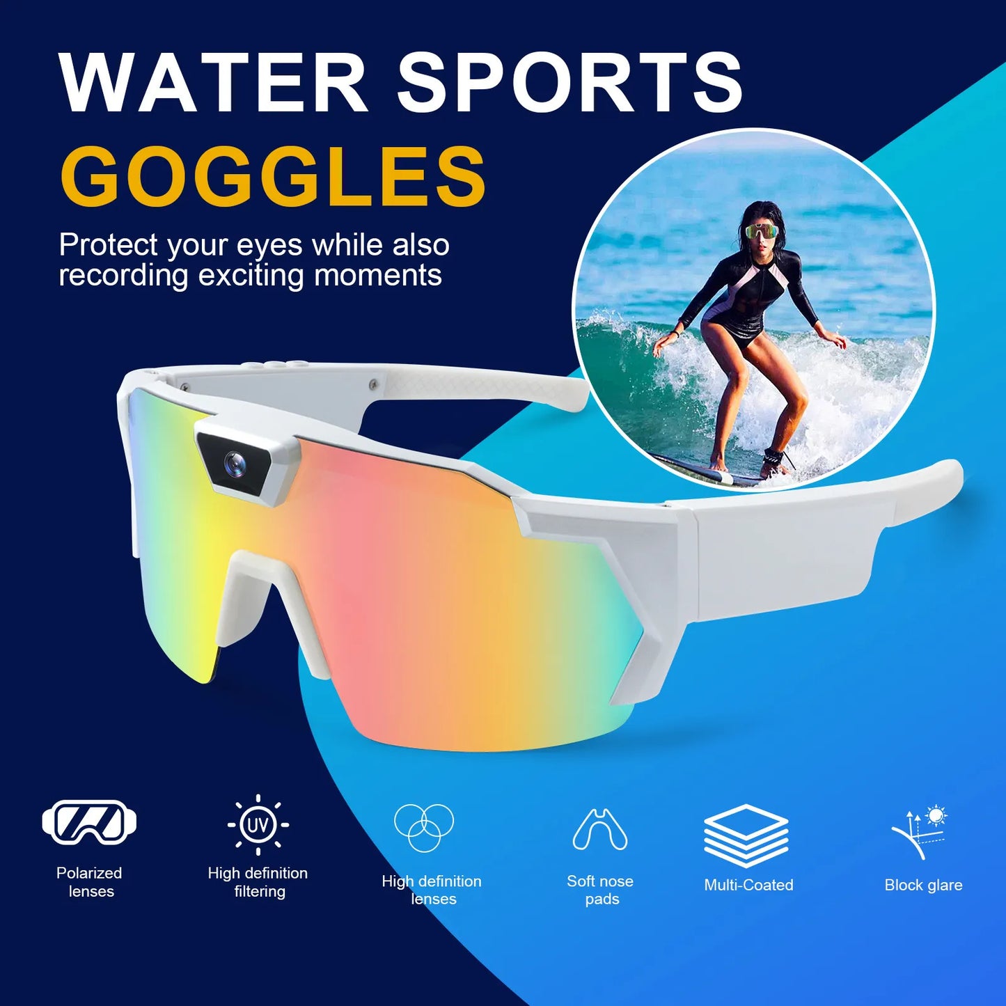Smart Camera Sport Sunglasses with HD 1080P Video & Wi-Fi