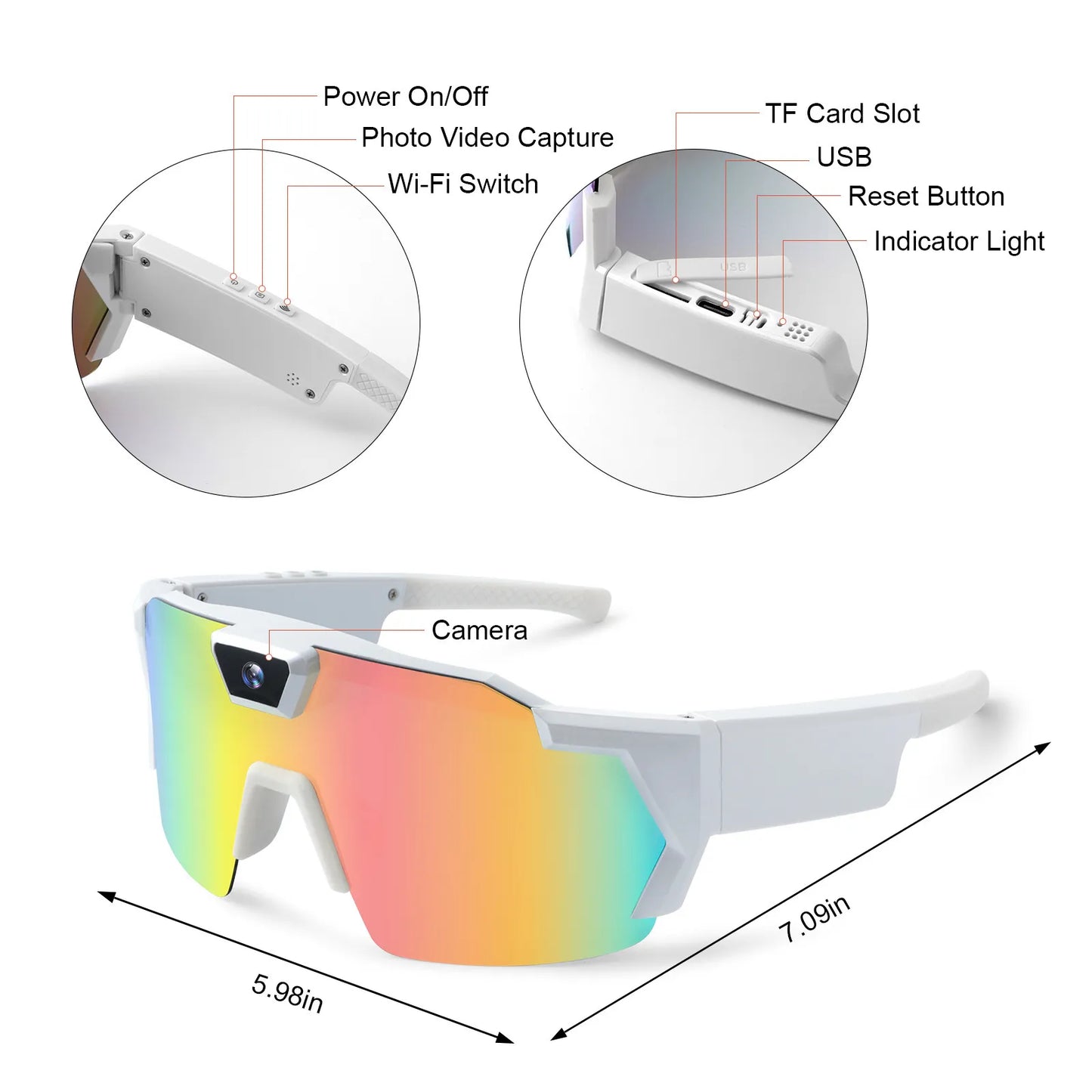 Smart Camera Sport Sunglasses with HD 1080P Video & Wi-Fi