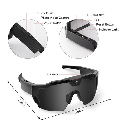 Smart Camera Sport Sunglasses with HD 1080P Video & Wi-Fi
