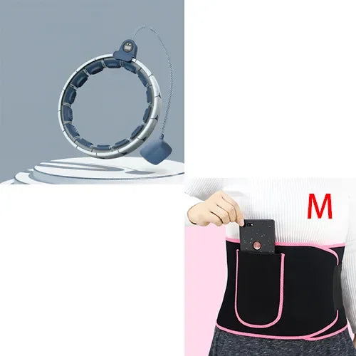 Adjustable smart hula hoop and waist trimmer belt with phone pocket, size M
