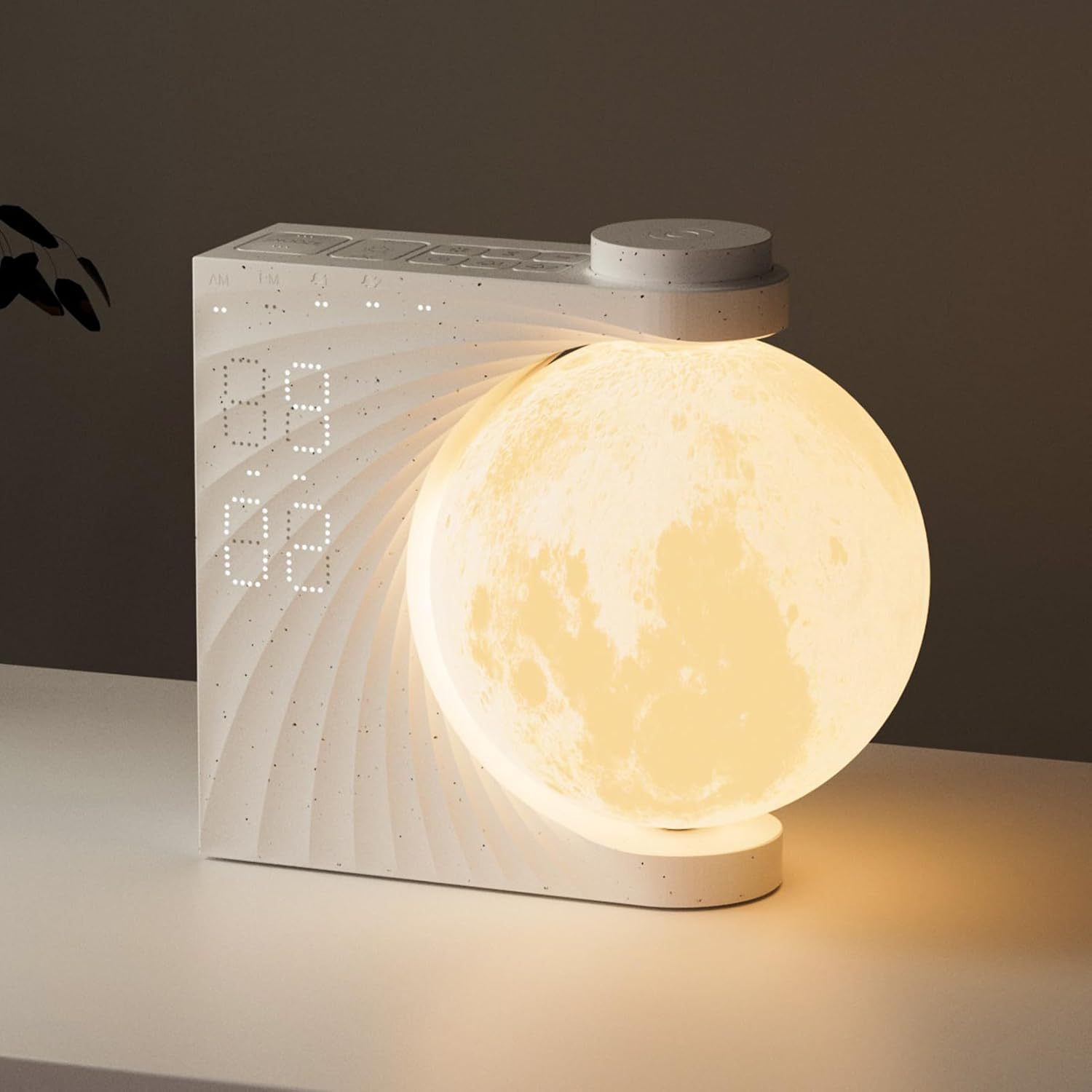 Colorful Atmosphere Moon Light Clock Wake Up Light Breathing Light Three Level Dimming Clock Dual Alarm Clock Timing White Noise by smartgizmoshop