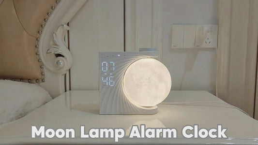 Moon Lamp Alarm Clock with White Noise and Sunrise Wake-Up Light