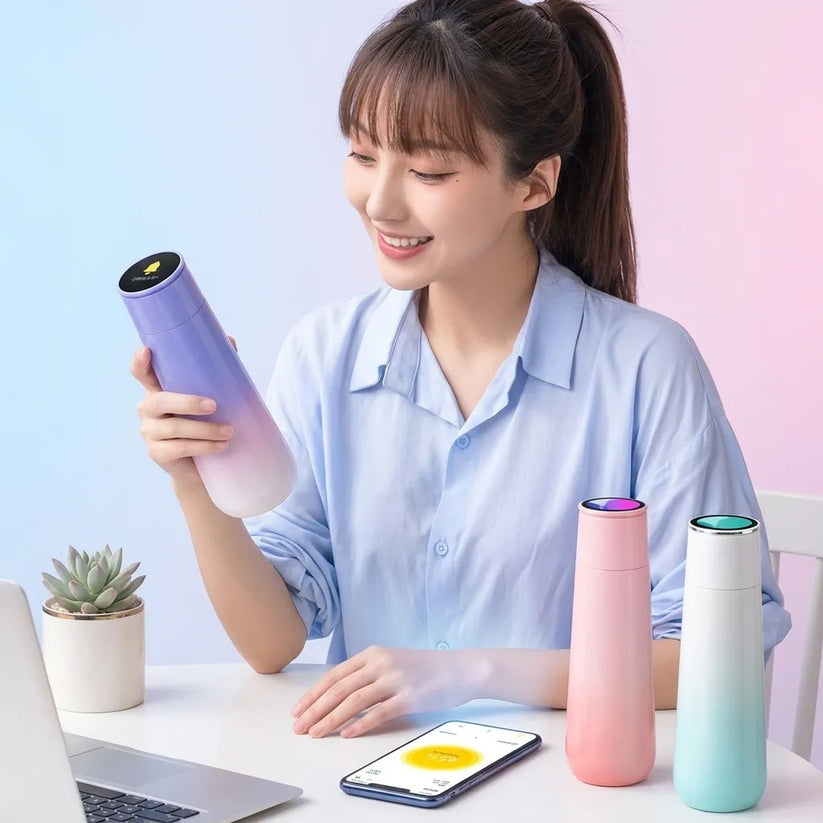 Drink Reminder Water Bottle with temperature display